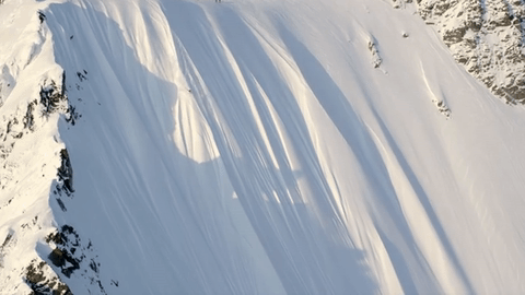 雪山を約490メートル滑り落ちるスキーヤー1